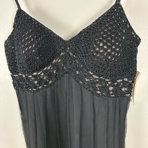 Vintage Y2K Gothic Fairy Dress Size 2 Crochet Empire Waist Beaded Fit Flare Mesh - Picture 2 of 11
